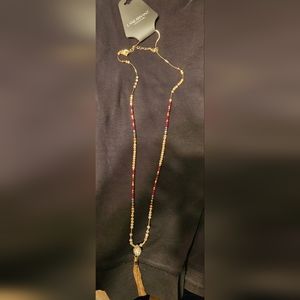 Lane Bryant Long Maroon/Gold Necklace